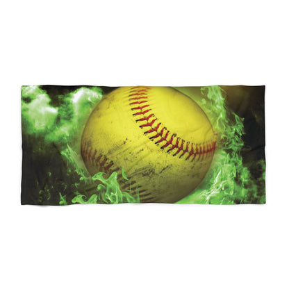 Softball Fire Beach Towel