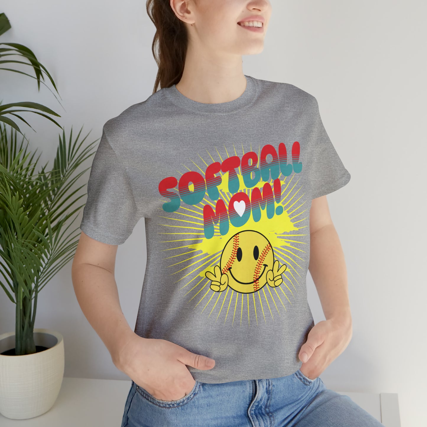 Softball Mom shirt with retro smile, Softball mom shirt, Softball season shirt, Softball Game shirt for mom; show your support