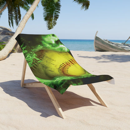 Softball Fire Beach Towel