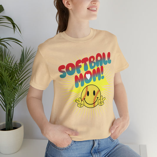 Softball Mom shirt with retro smile, Softball mom shirt, Softball season shirt, Softball Game shirt for mom; show your support